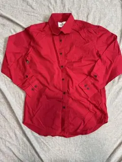 ダンスの早着替えに使える！マジックテープ付き！Mサイズ レッド長袖シャツ