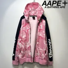 希少 A BATHING APE 上質 総柄 カモ柄 ジップパーカー XXS