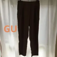 GU☆ ブラウン プリーツ入り カジュアルパンツ　Ｌサイズ