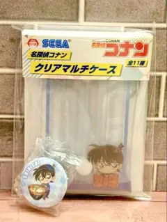 名探偵コナン　クリアマルチケース　江戸川コナン　工藤新一　くら寿司缶バッチ