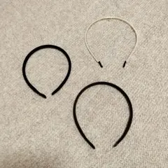 カチューシャ 3個セット ブラック ブラウン パール