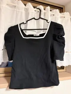 INGNIイング半袖配色ステッチニット M ブラック