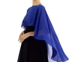 新品結婚式フォーマルドレスケープロイヤルブルー青ポンチョショールシフォンストール