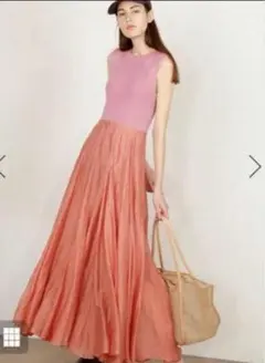 スナイデル ノースリーブ リブニット×シアースカート ドッキングワンピース