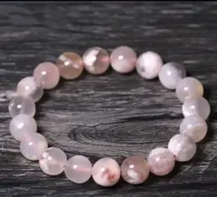 ⭐️天然桜瑪瑙ブレスレット、原石、高品質フローティングフラワークリスタル