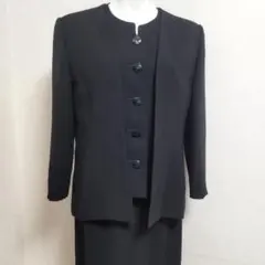 11号 L イギン喪服 通年ブラックフォーマル ノーカラージャケット カットソー
