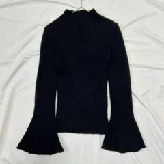 グレイル　リブ編み ハイネック セーター　長袖　ニット　袖ワイド　M a2588