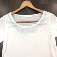 grove ラインストーン　白　カットソー　七分袖