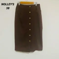 ​【NOLLEY'S】ノーリーズ 金ボタン タイトスカート ブラウン 38のサムネイル