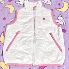 tommy hilfiger sport 中綿 ベスト ホワイト ピンク