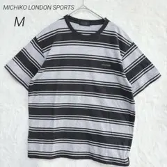 【ミチコロンドンスポーツ】ボーダーTシャツ半袖メンズMゆったりストリート定番人気のサムネイル