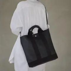 TOPKAPI スコッチグレイン　縦型　2way トートバッグ　黒