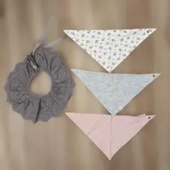 フリル付きスタイと三角スタイ4枚セット 女の子