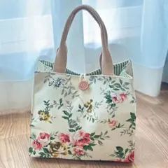 キャンバス トートバッグ 花柄　手提げバッグ、かわいいランチバッグ サブバッグ