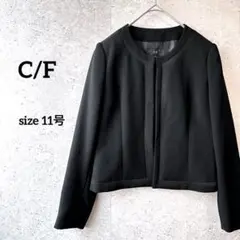 フォーマルジャケット ノーカラージャケット 11号 黒 冠婚葬祭