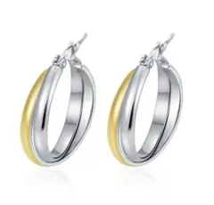 2連フープピアス（ミックス）上品 高見え おしゃれ トレンド