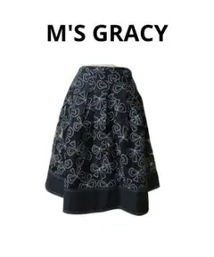 【新品】エムズグレイシー スカート サイズ40 シースルー リボン リネン