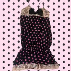 平成ギャルロリータピンクドットワンピースビックリボン