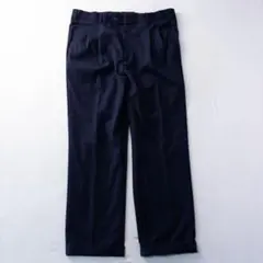 ビンテージ古着00s 2タック トラッド アメカジ ドレス 紺 ワイドスラックス