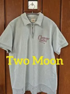 Two Moon トゥームーン　ハーフジップ　半袖スウェット　染込みプリント　M