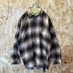 90s vintage 古着　オンブレ　チェックシャツ　長袖　ブラウン