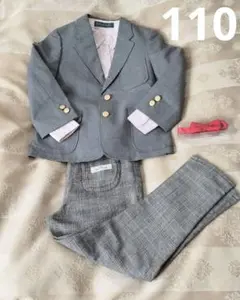 ◆キッズグレージャケット110サイズ◆パンツ、ピンクＹシャツ、赤蝶ネクタイセット