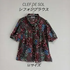 CLEF DE SOL　花・ドット柄　半袖シアーブラウス半Mサイズのサムネイル