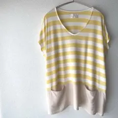 Sugar Rose Ｖネック バイカラー 異素材　カットソー　Tシャツのサムネイル
