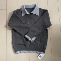 【完売品】フェイクツーピースVネックセーター グレー