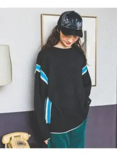 ニコアンド セーター アンチピリングラインプルオーバ ブラック Lサイズ