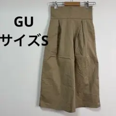 GU ジーユー ハイウエスト タックスカート ロング丈 ベージュ Sサイズ 美品のサムネイル