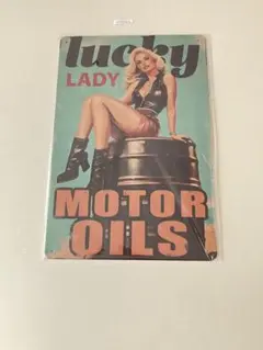 Lucky LADY MOTOR OILS ブリキ看板 インテリア
