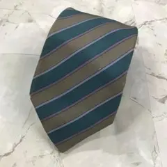 イヴサンローラン　ネクタイ　ブルー基調　ストライプ柄　レトロ　絹【n966】