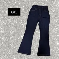 GRL ストレッチフレアデニムパンツ インディゴ L