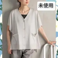 未使用 グローバルワーク サマーニットカーディガン シルバー Tシャツ 羽織ラメ