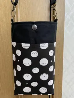 まんまる猫さん☆ドット☆ハンドメイドスマホショルダーバック☆ポシェット☆