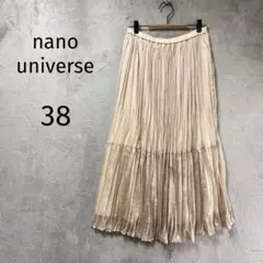 ナノユニバース/ロングティアードスカート/M/ウエストゴム シワ加工 透け感