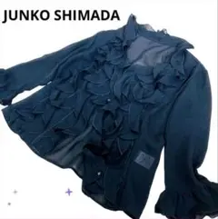 極美品✨ジュンコシマダ　フリルシースルーブラウス　シャツ　羽織り　黒　M