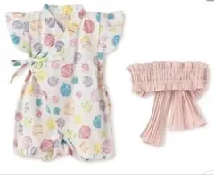 petit main 甚平 ロンパース ヨーヨー 80