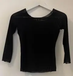 バレエ 長袖トップス ストレッチメッシュ　Mサイズ ブラック