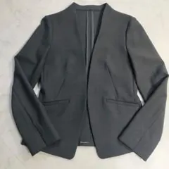 極美品　未使用級　グリーンレーベルリラクシング　ノーカラージャケット　グレー