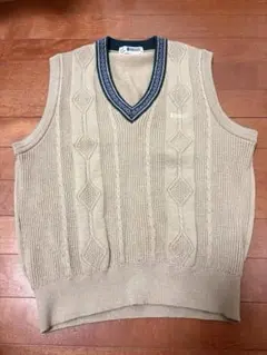 ベージュ Vネック ニットベスト
