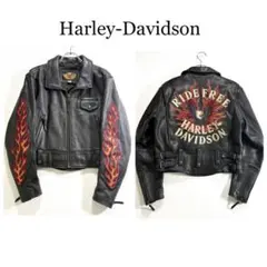 激レア Harley Davidson レザー ジャケット ハーレー フレイムのサムネイル