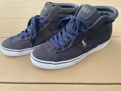 POLO ネイビー ハイカットスニーカー