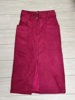 REDYAZEL スエードロングスカート スリット付き ベルト付き