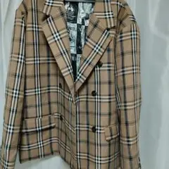 ベージュ チェック柄 ジャケット、ズボン