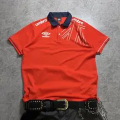 00s【UMBRO】Polo tee/Y2K/swag/c-boy tech 赤のサムネイル