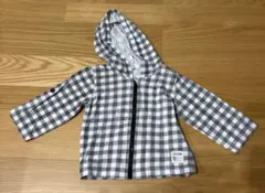 フード付きチェック柄アウター パーカー