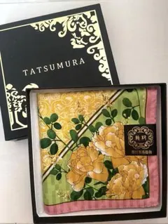 TATSUMURA 龍村　花柄 シルク混ハンカチ　大判　日本製　黄色い薔薇のサムネイル