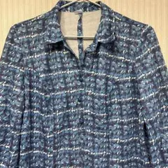 チェック柄 長袖ワンピース ブルー カジュアル おしゃれ服 ヴィンテージ
